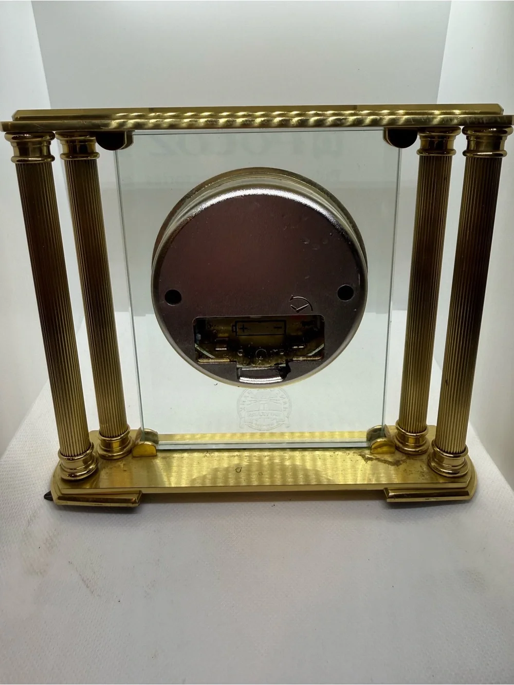 Howard Miller Gold Glass Mantel Clock - Classic Roman Dial